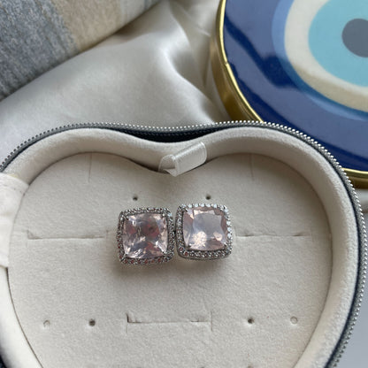 Fierce Glow Rose Quartz Studs