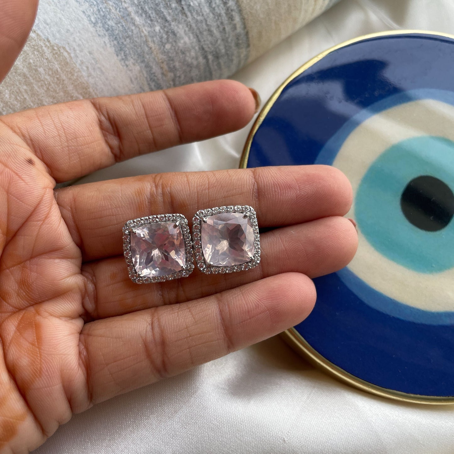 Fierce Glow Rose Quartz Studs