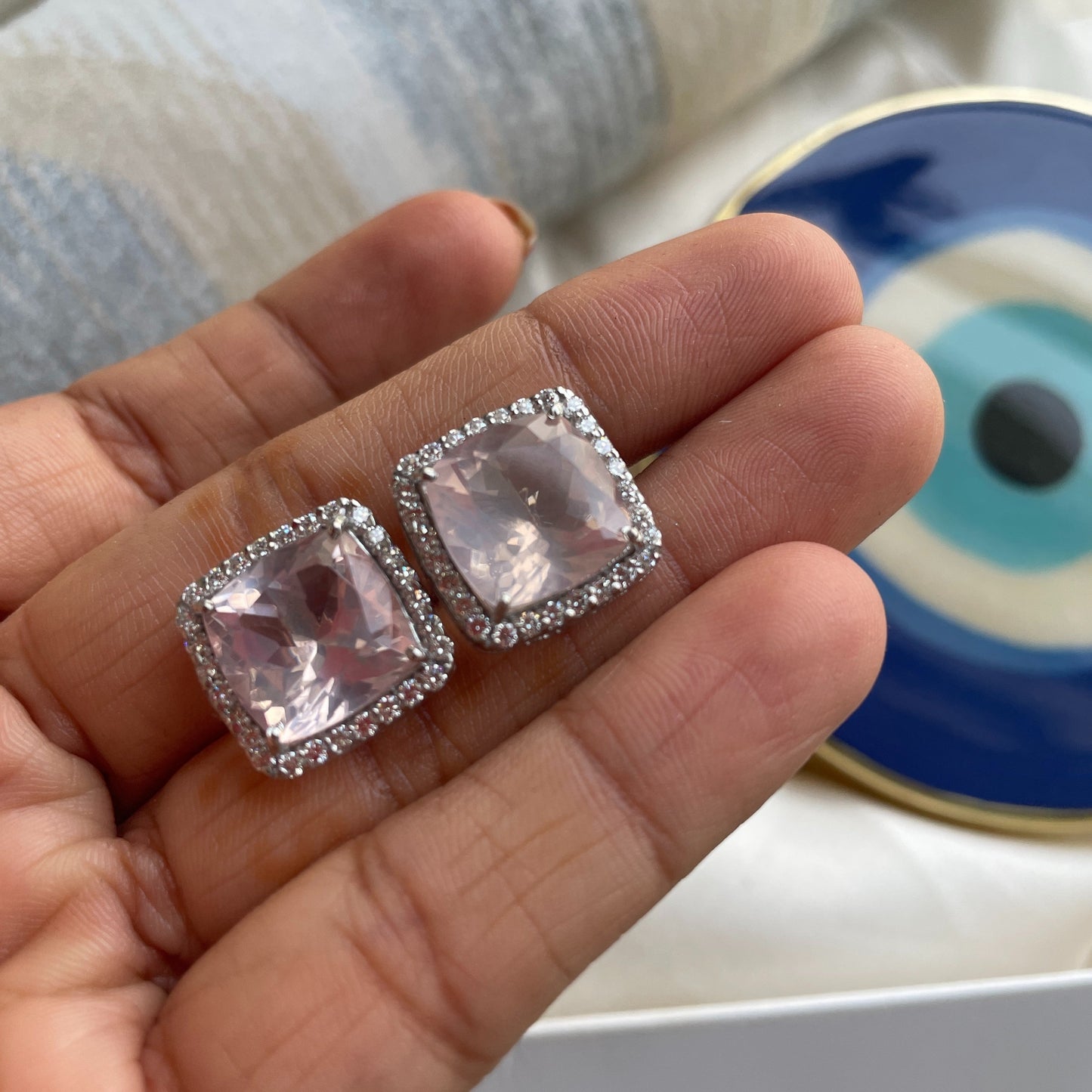 Fierce Glow Rose Quartz Studs