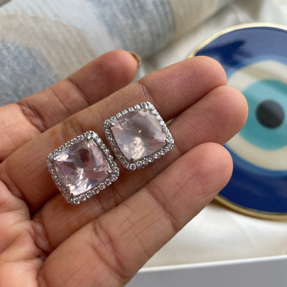 Fierce Glow Rose Quartz Studs