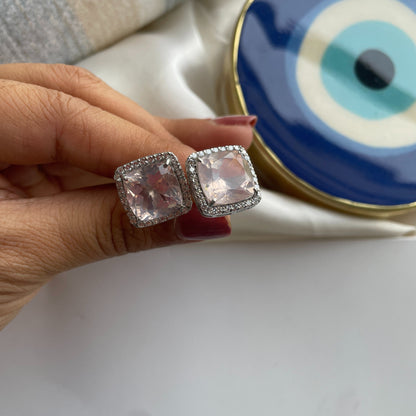 Fierce Glow Rose Quartz Studs