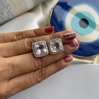 Fierce Glow Rose Quartz Studs