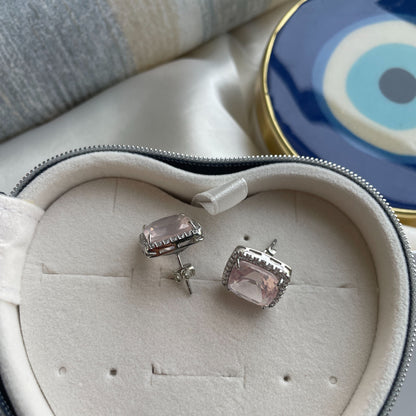 Fierce Glow Rose Quartz Studs