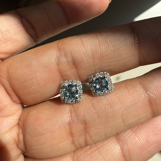 Amor Grace Blue Topaz 14K/18K Gold Studs