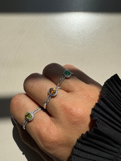 Peridot Pave Gold Ring
