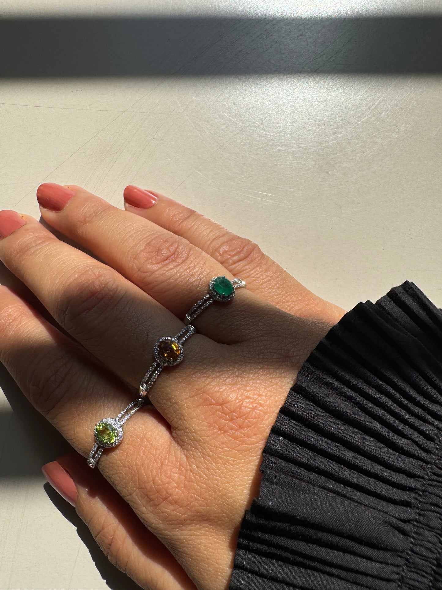 Peridot Pave Gold Ring