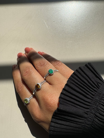 Peridot Pave Gold Ring