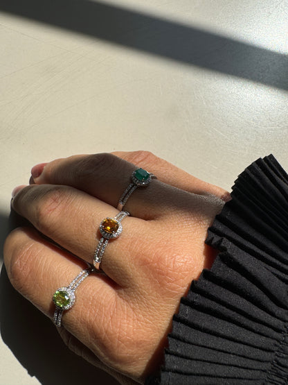 Peridot Pave Gold Ring