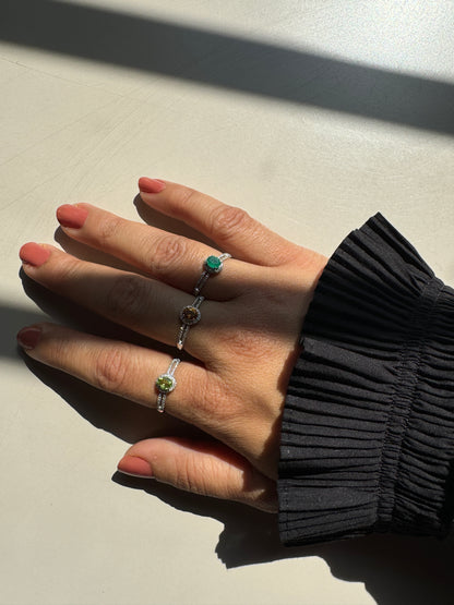 Peridot Pave Gold Ring