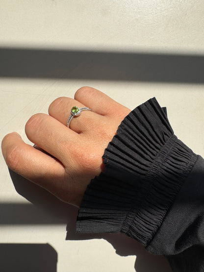 Peridot Pave Gold Ring