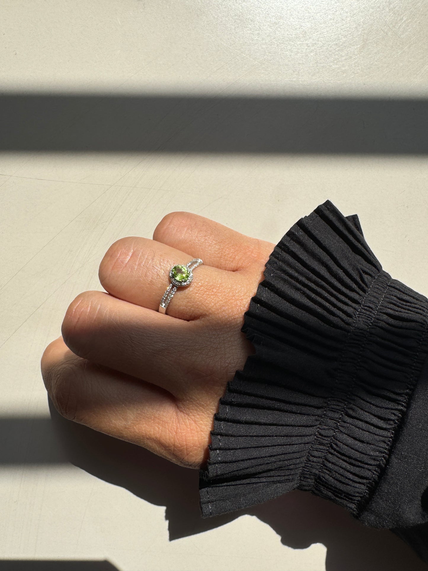 Peridot Pave Gold Ring