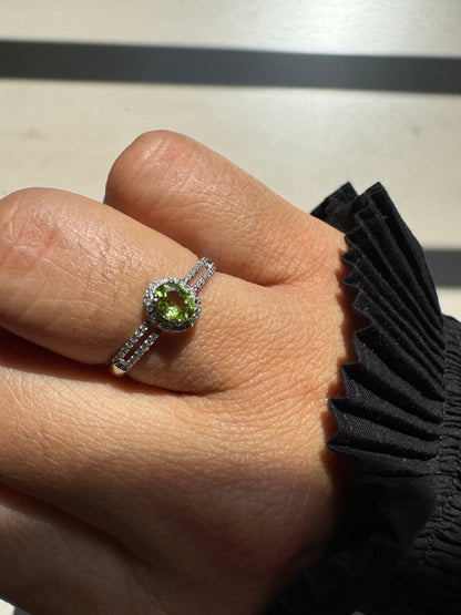 Peridot Pave Gold Ring