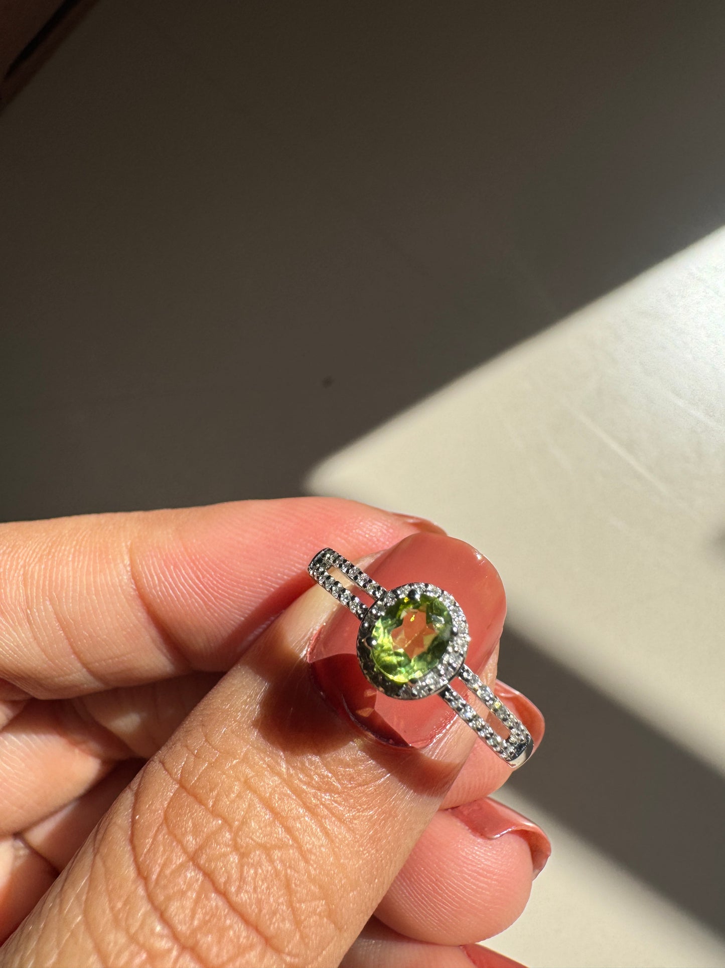 Peridot Pave Gold Ring