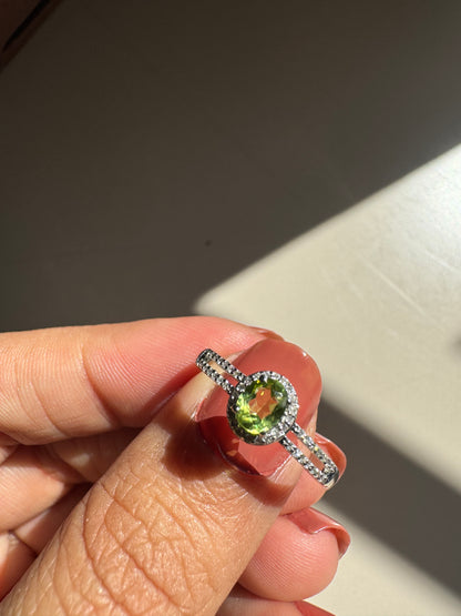Peridot Pave Gold Ring