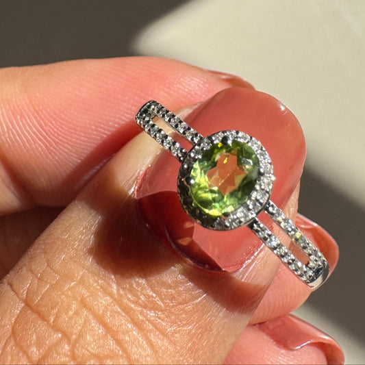 Peridot Pave Gold Ring