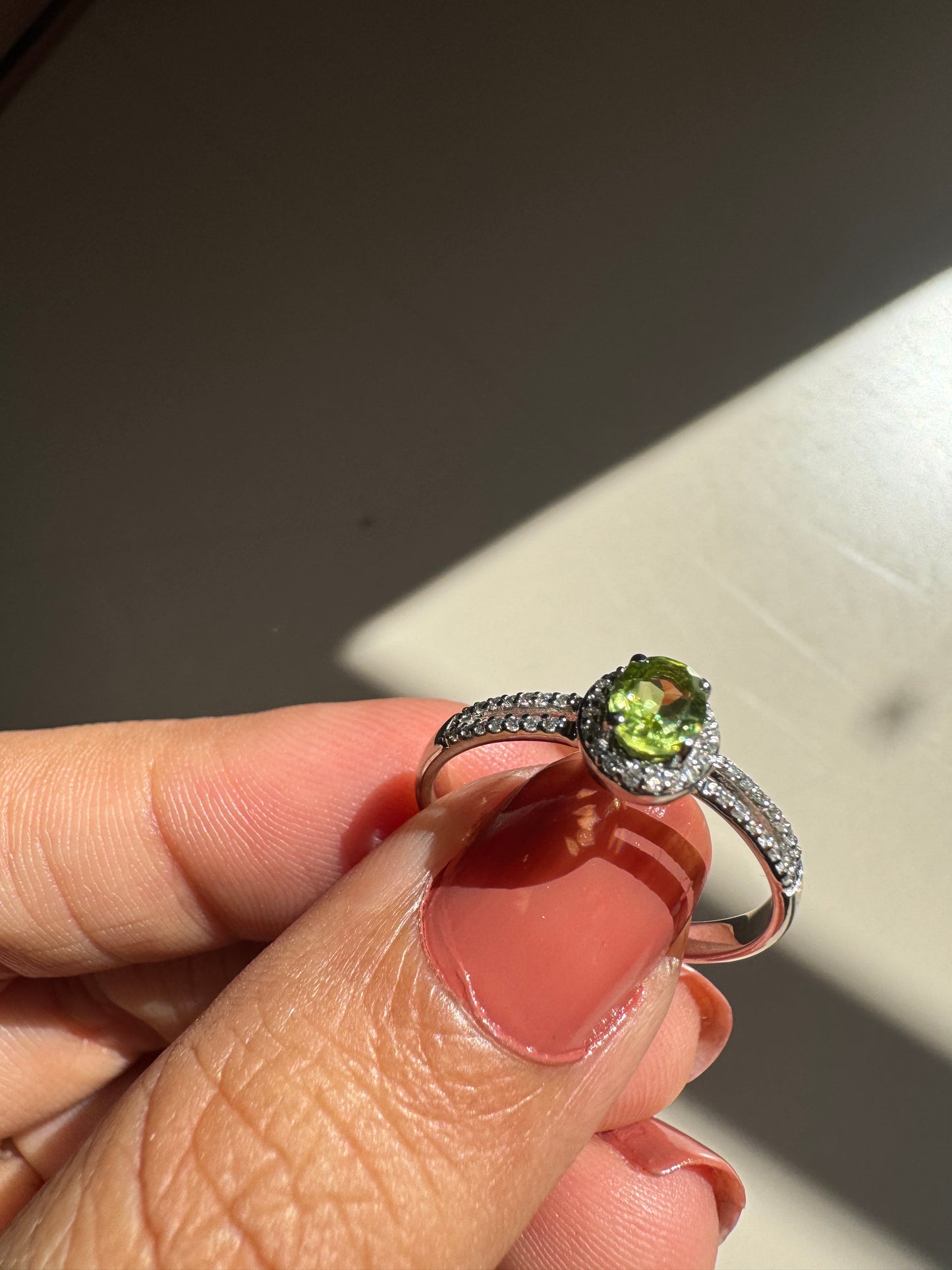 Peridot Pave Gold Ring