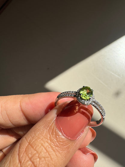 Peridot Pave Gold Ring