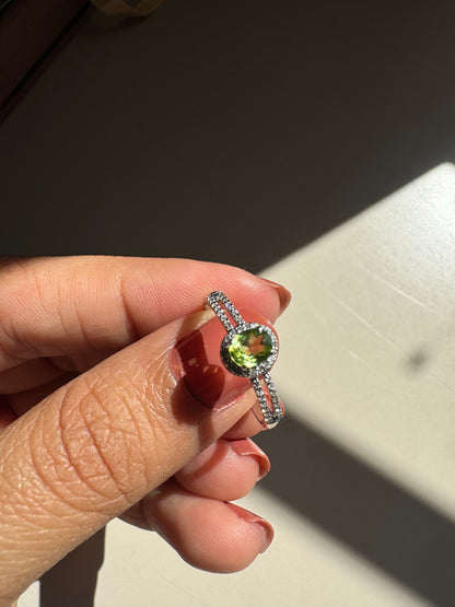 Peridot Pave Gold Ring