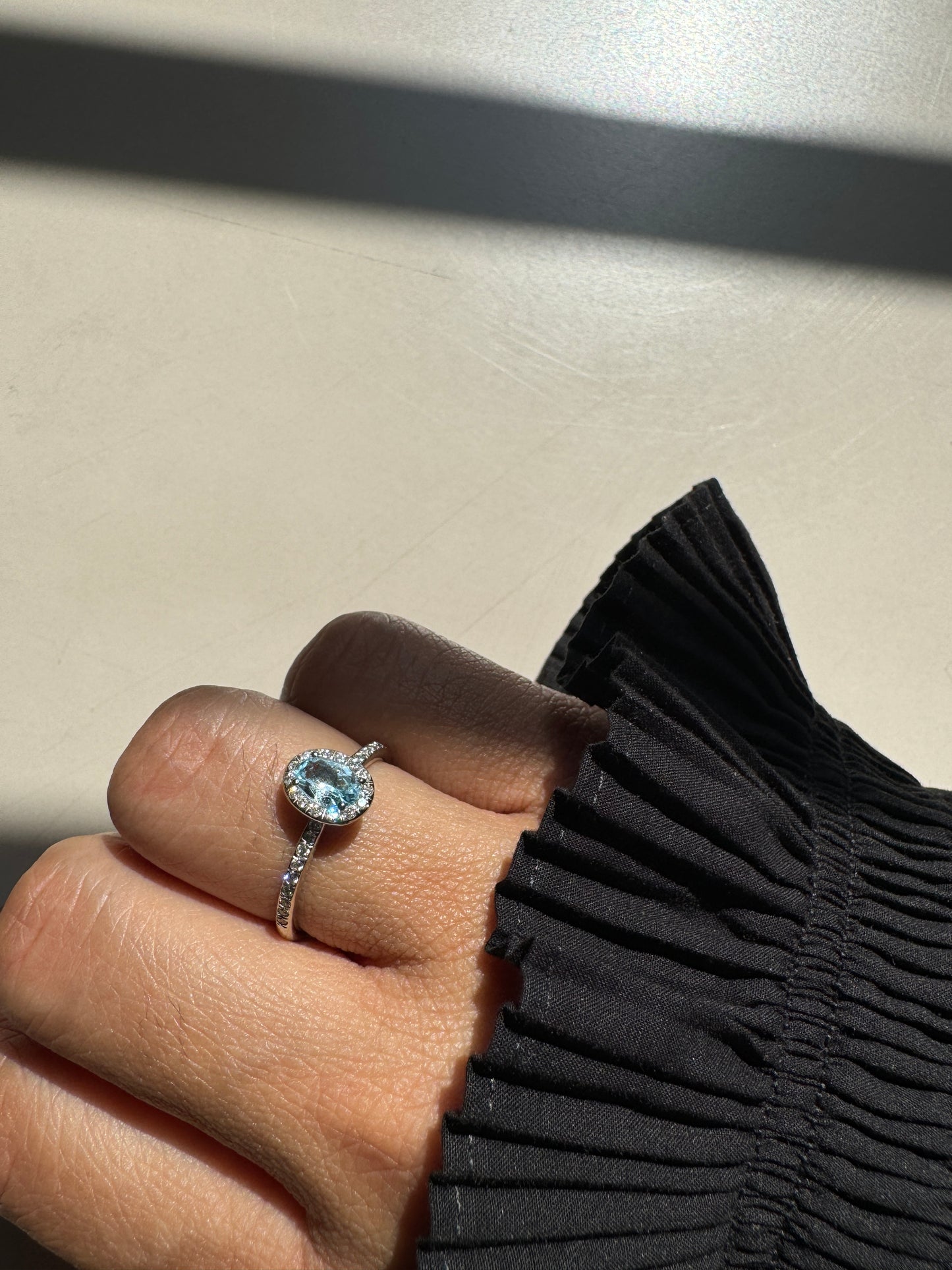 Azure Halo Blue Topaz 14K/18K Gold Ring
