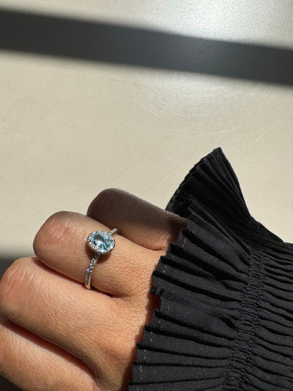Azure Halo Blue Topaz 14K/18K Gold Ring