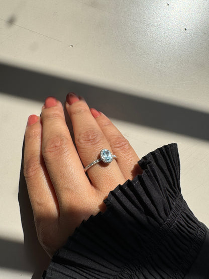 Azure Halo Blue Topaz 14K/18K Gold Ring
