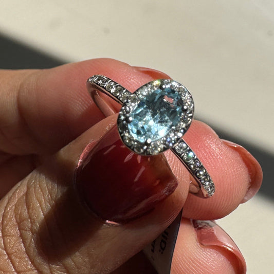 Azure Halo Blue Topaz 14K/18K Gold Ring