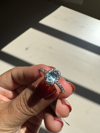 Azure Halo Blue Topaz 14K/18K Gold Ring