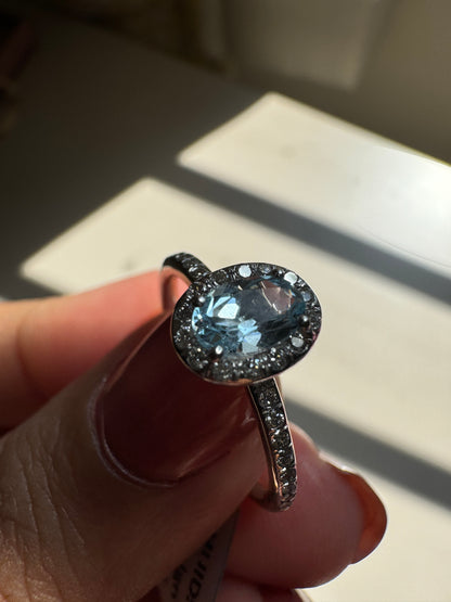 Azure Halo Blue Topaz 14K/18K Gold Ring