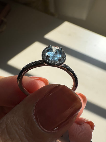 Azure Halo Blue Topaz 14K/18K Gold Ring