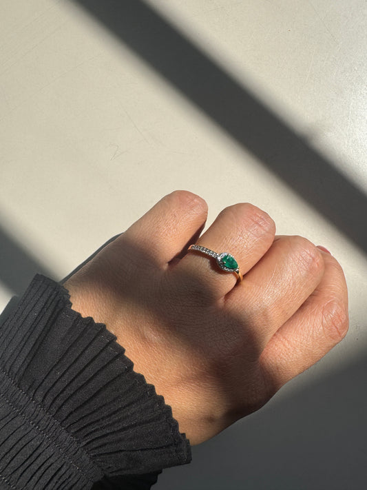 Emerald Dewdrop 14K/18K Gold Ring