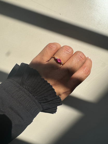 Dewdrop Ruby Gold Ring