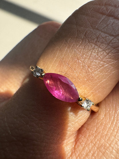 Dewdrop Ruby Gold Ring