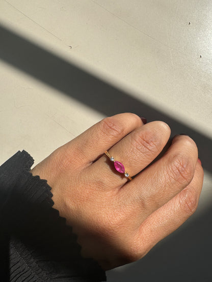 Dewdrop Ruby Gold Ring