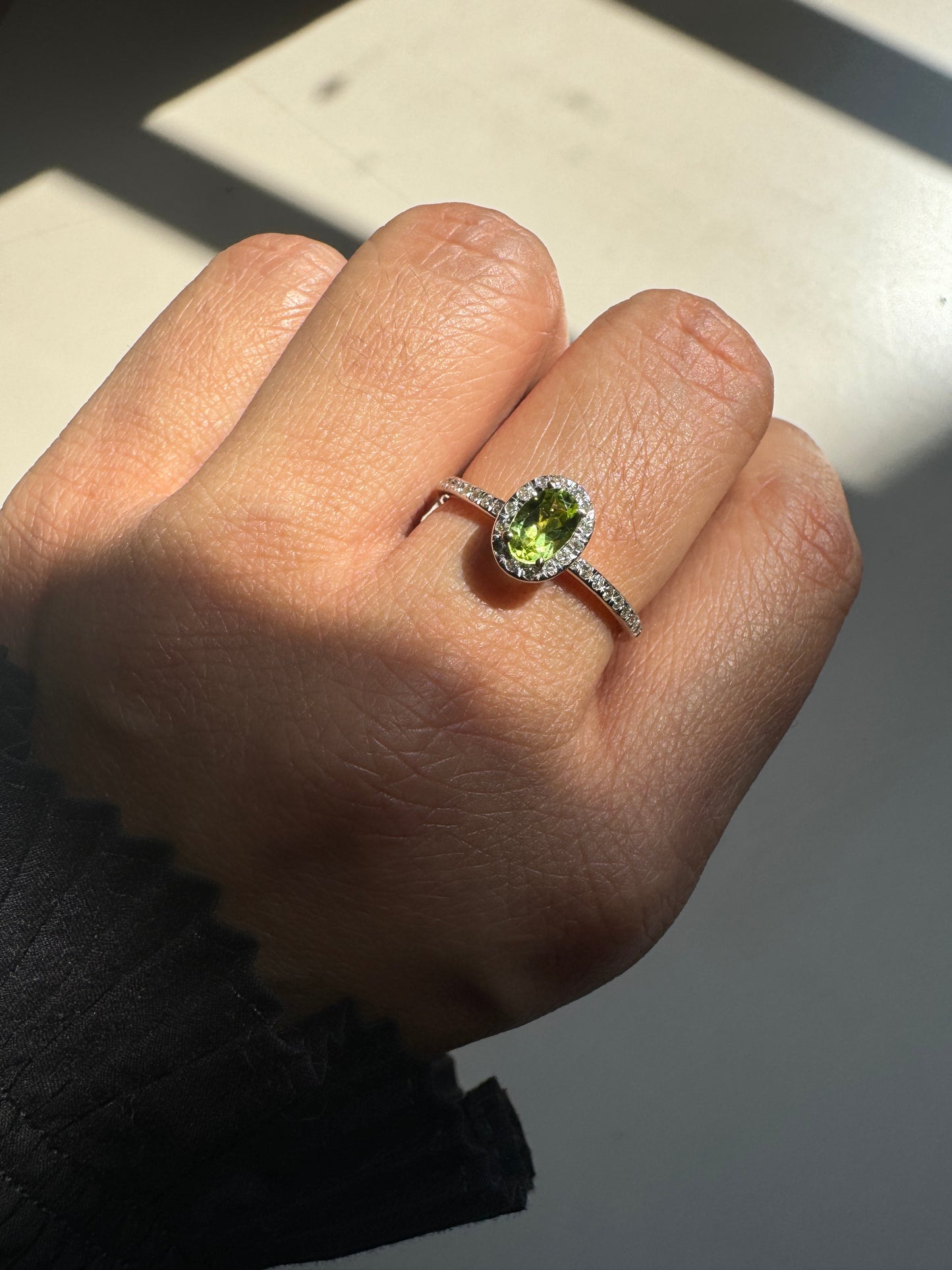 Azure Halo Peridot 14K/18K Gold Ring