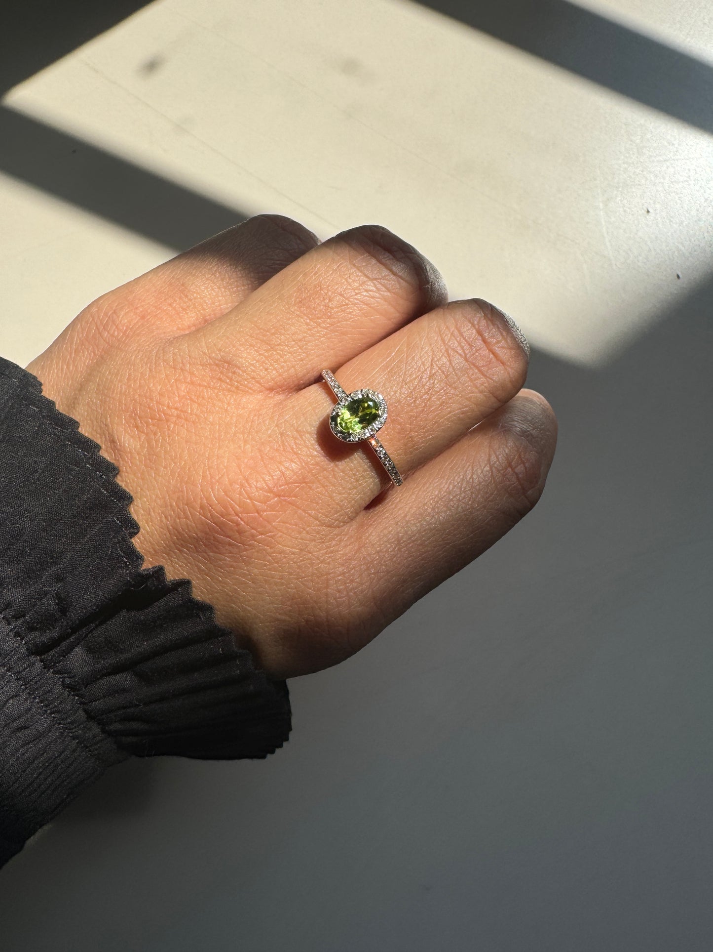 Azure Halo Peridot 14K/18K Gold Ring