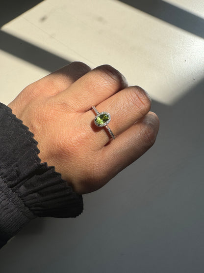 Azure Halo Peridot 14K/18K Gold Ring