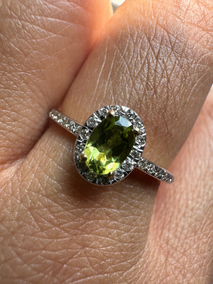 Azure Halo Peridot 14K/18K Gold Ring
