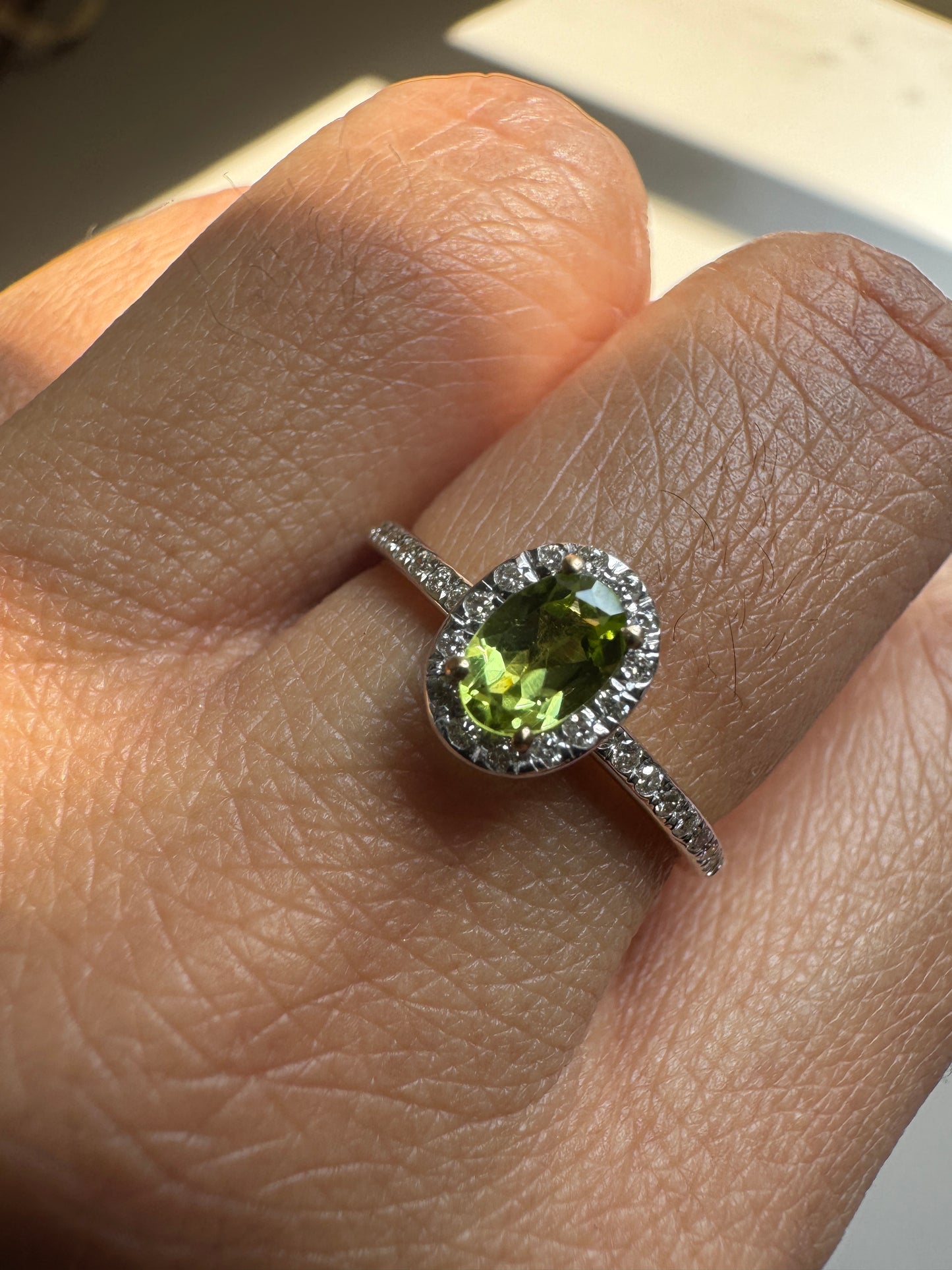 Azure Halo Peridot 14K/18K Gold Ring