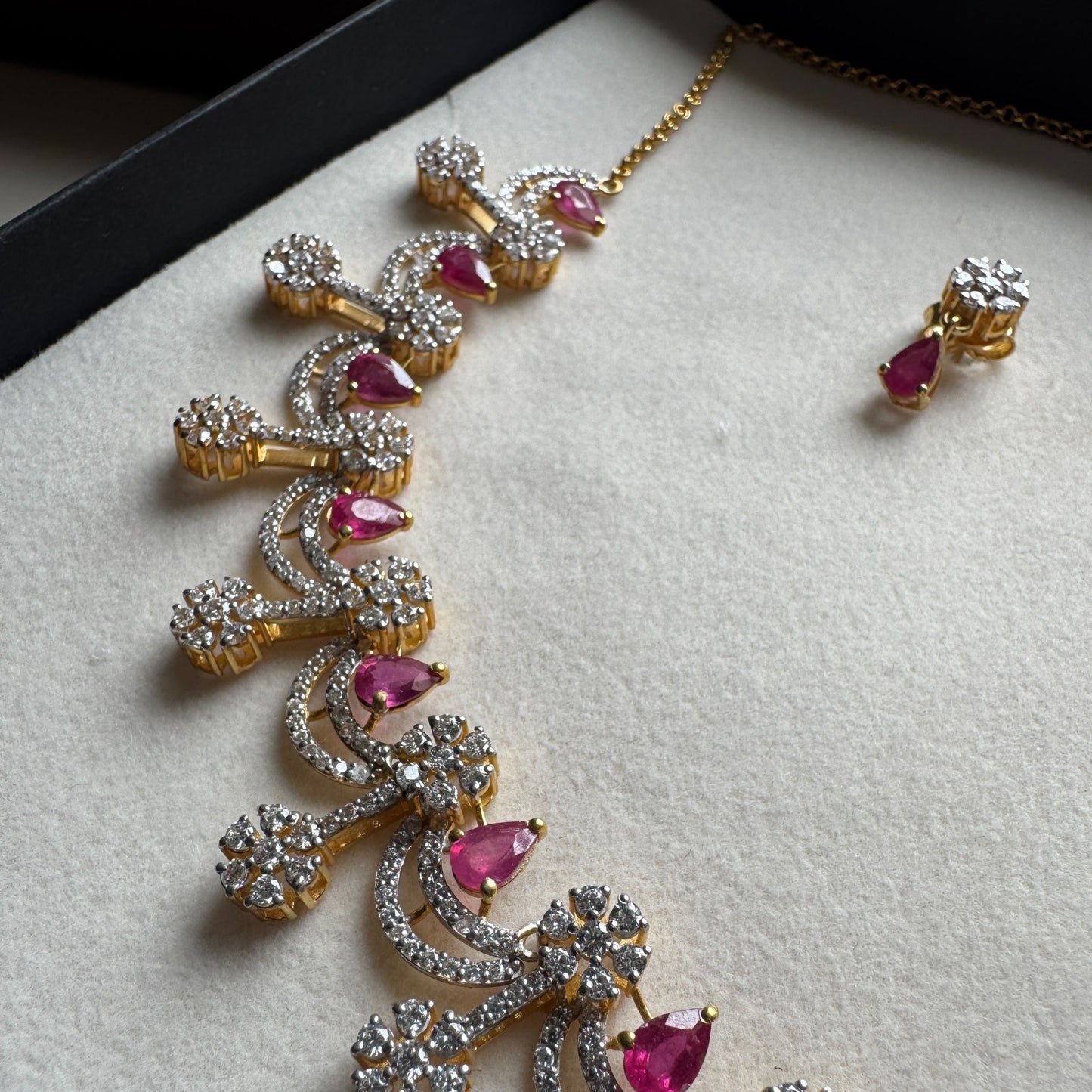 ‘Noor’ - The ruby necklace with earrings