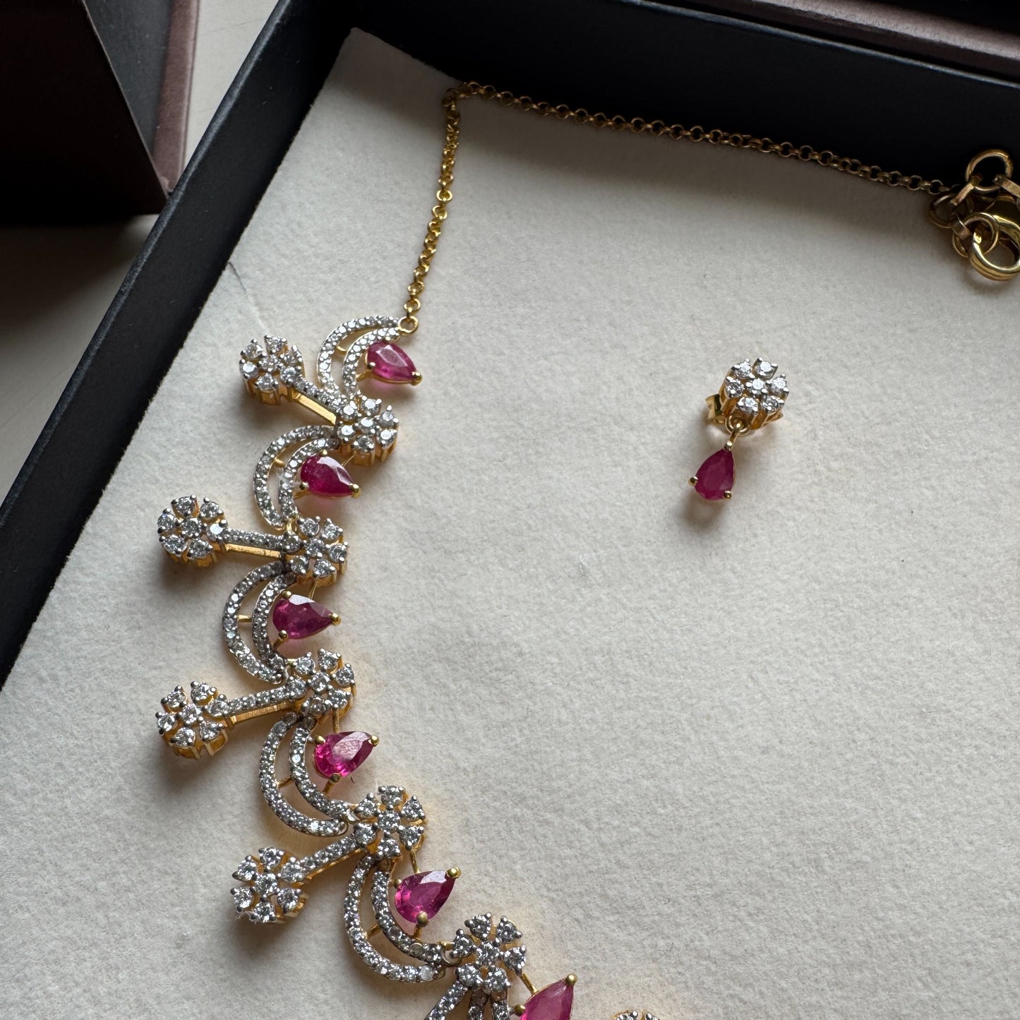‘Noor’ - The ruby necklace with earrings