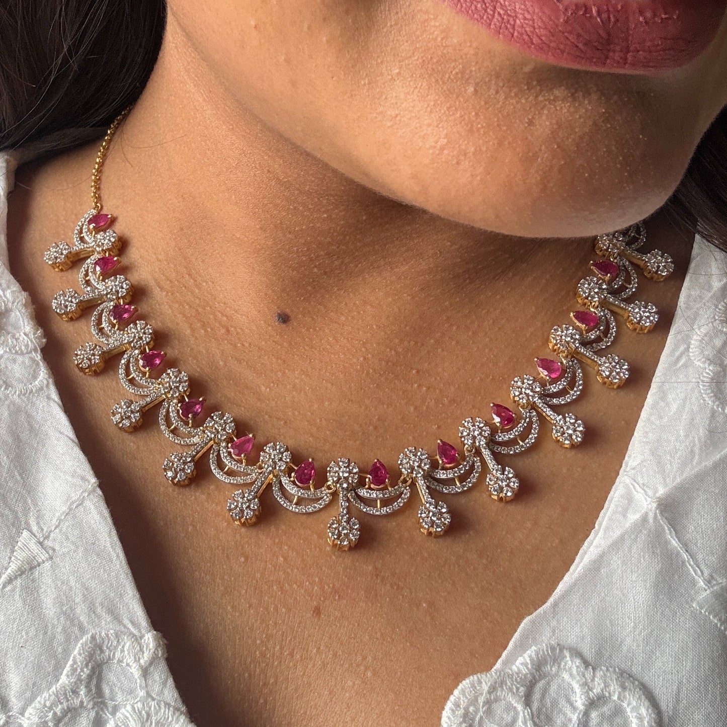 ‘Noor’ - The ruby necklace with earrings