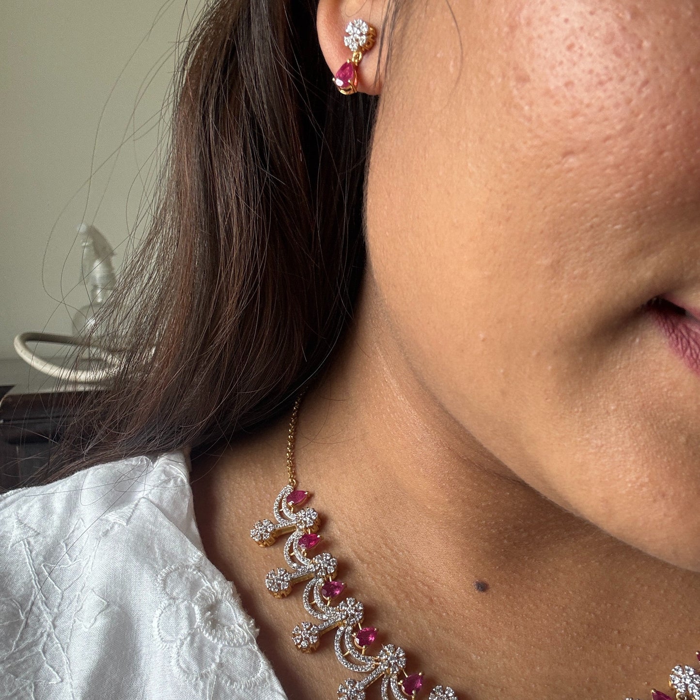 ‘Noor’ - The ruby necklace with earrings