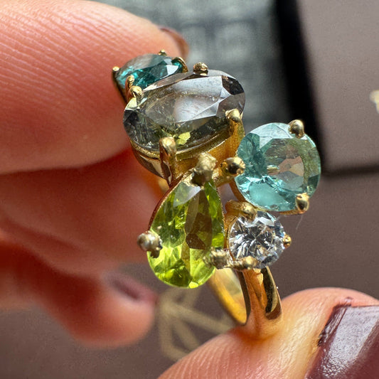 Mosaic Green Tourmaline Ring