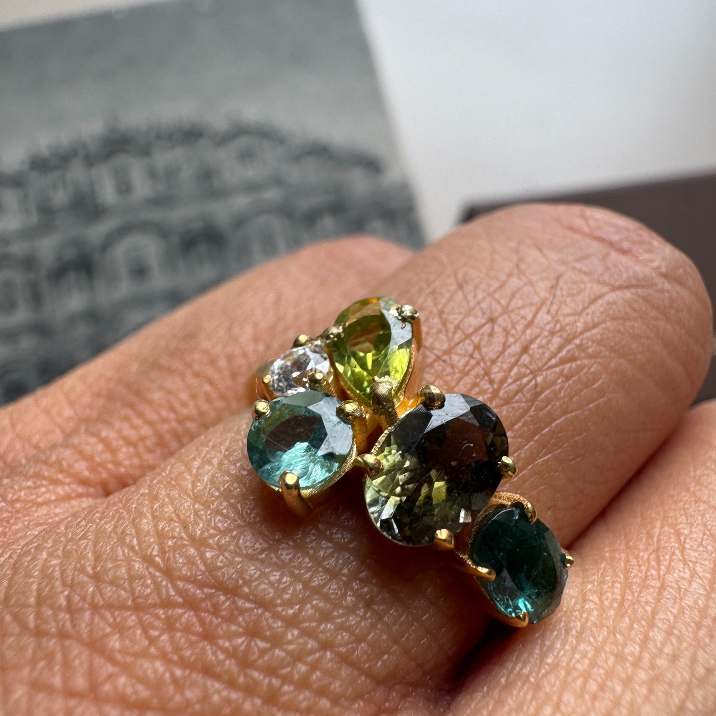 Mosaic Green Tourmaline Ring