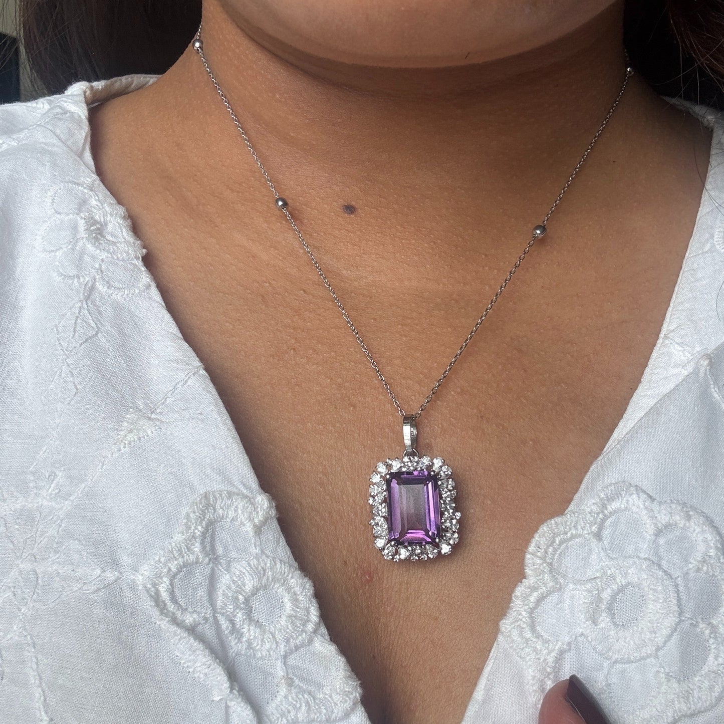 18 Carats Natural Amethyst Ring And Pendant Set
