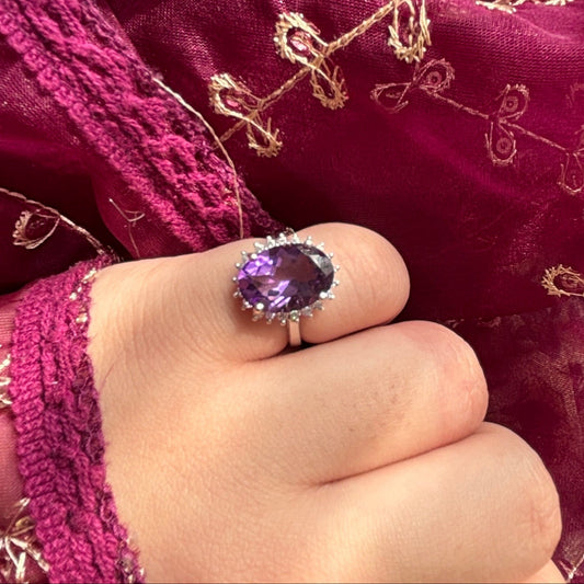 'Diana' 6 Carats Natural Amethyst Ring