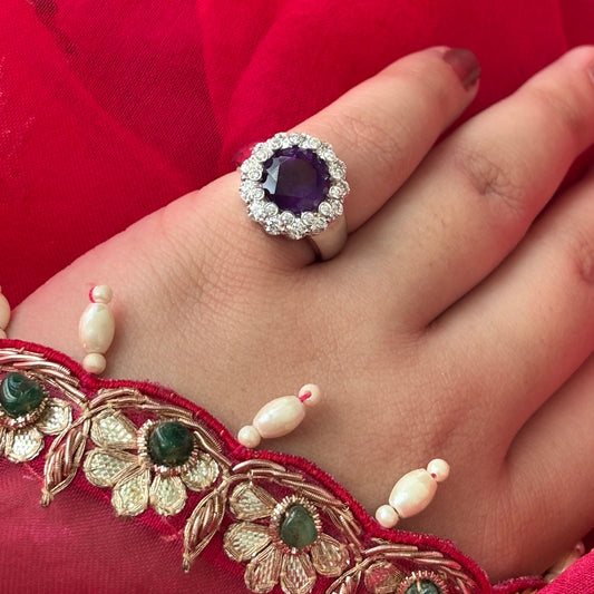 'Queen's Crown' Natural Gemstone Amethyst Ring