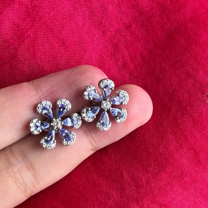 'Sol' Tanzanite Blossom 925 Silver Studs