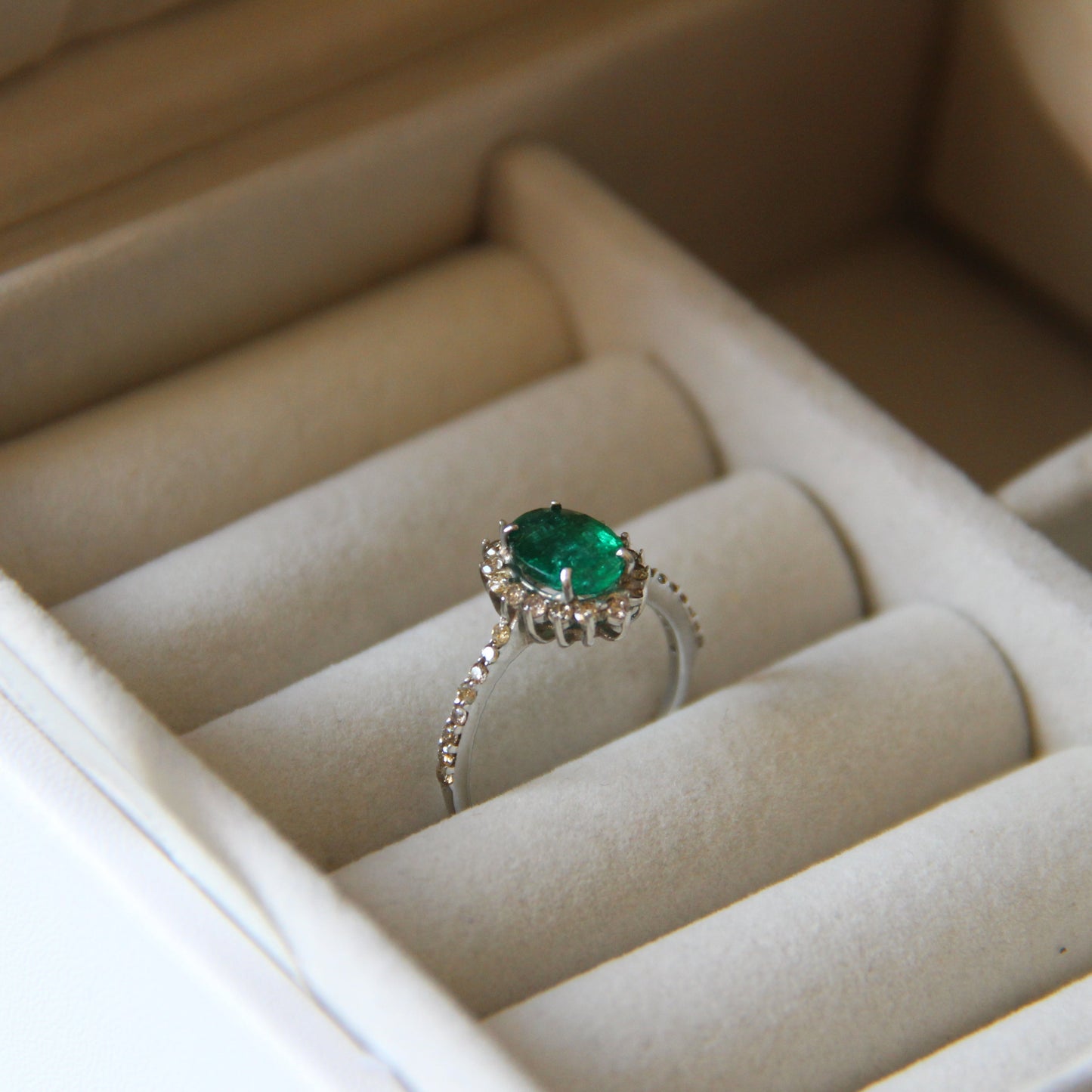 Petite Bloom Natural Emerald Ring