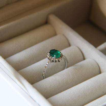 Petite Bloom Natural Emerald Ring